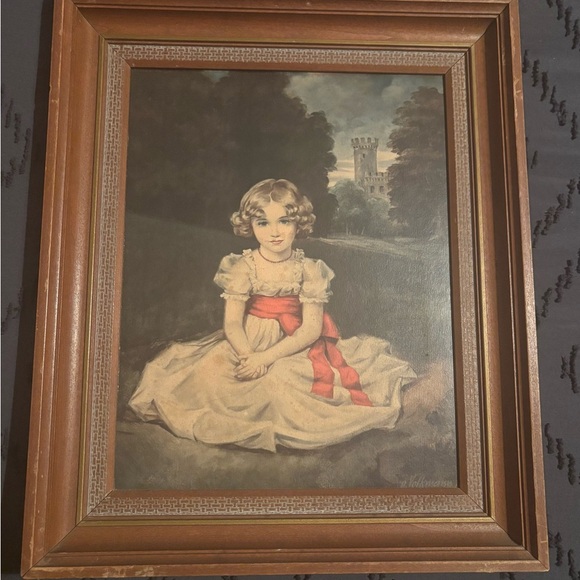 Vintage framed Haans Volkman prints of Little princess girl and Lord‎ Seaham boy - Picture 2 of 3